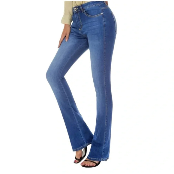 NWOT Women’s Bell Bottom Boot Cut High Waisted Stretch Blue Jeans Summer Fashion - Picture 5 of 9